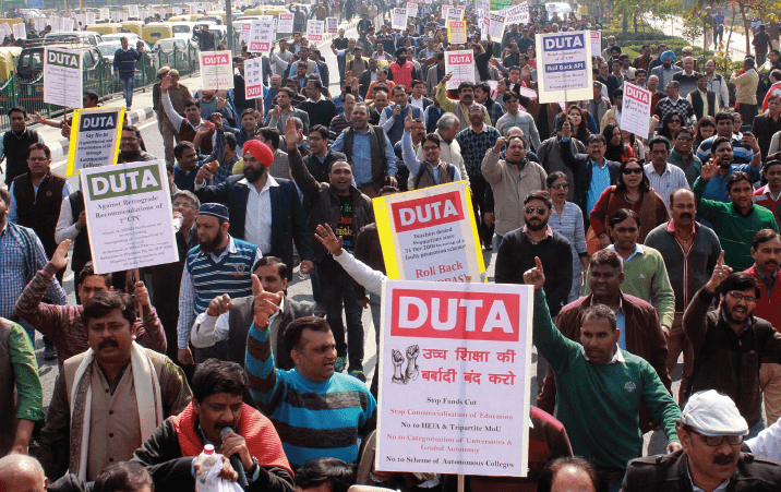 DUTA holds march to demand absorption of DU ad hoc teachers